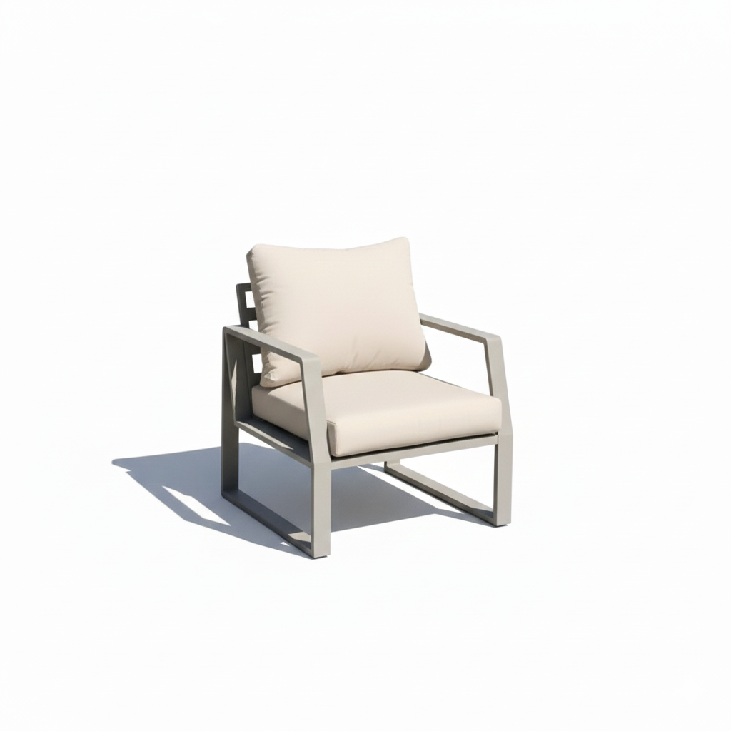 Casa Fiora Outdoor Elegance – 7-Seater Aluminum Garden Sofa in Khaki