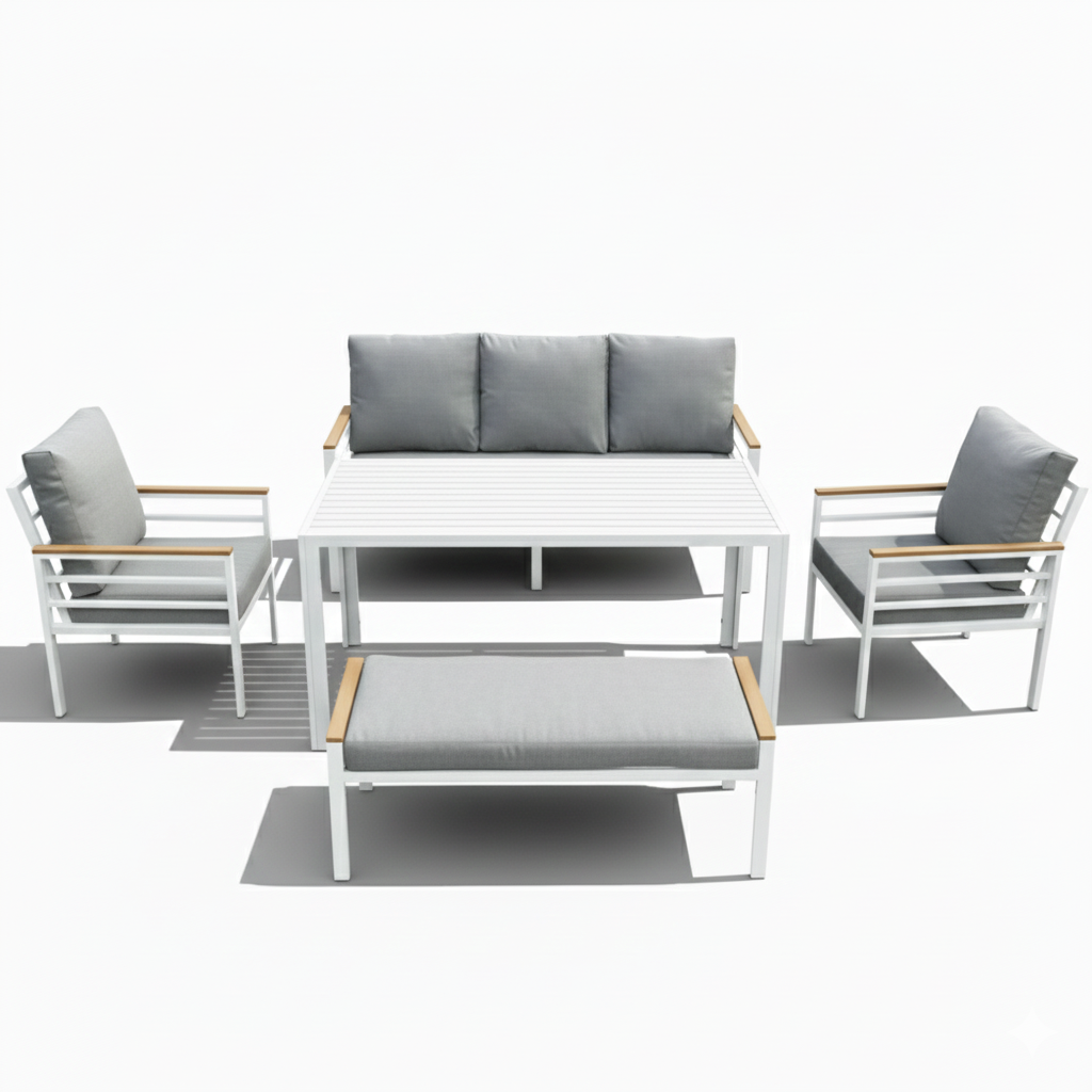 Casa Fiora Aluminium 7 Seater Sofa Set with Dining Table