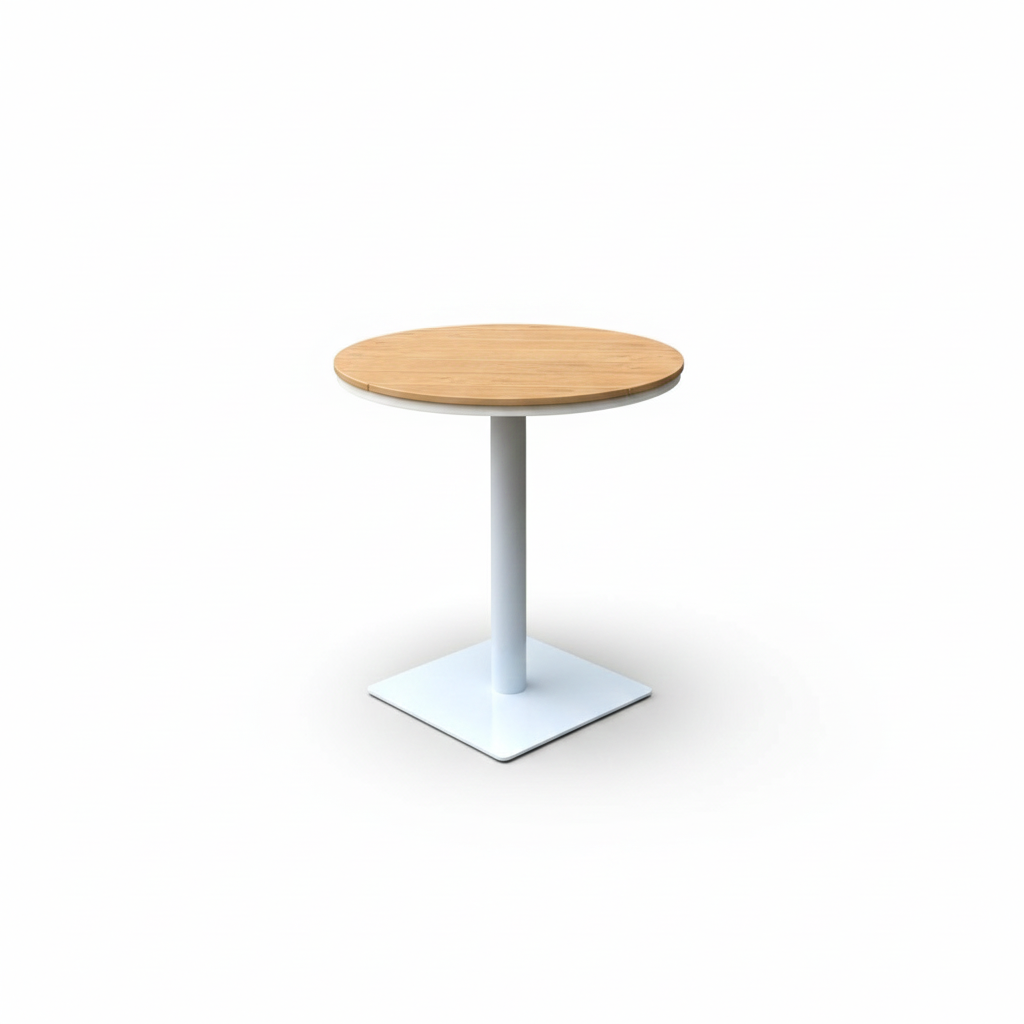 CasaFiora NordicLine Aluminum Café Table with Wood-Effect Top