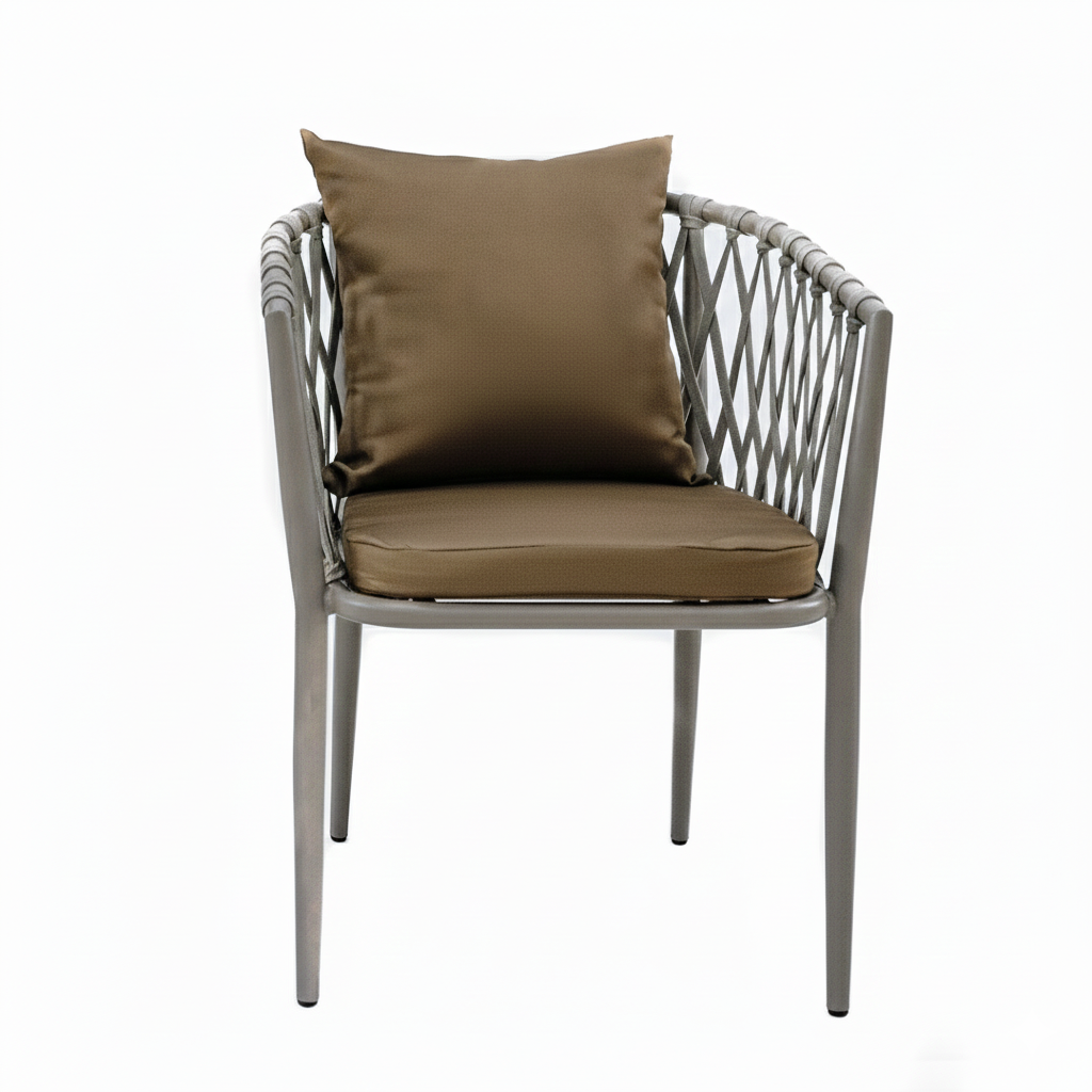 CasaFiora Comfort Aluminium Rope Patio Chair-Khaki