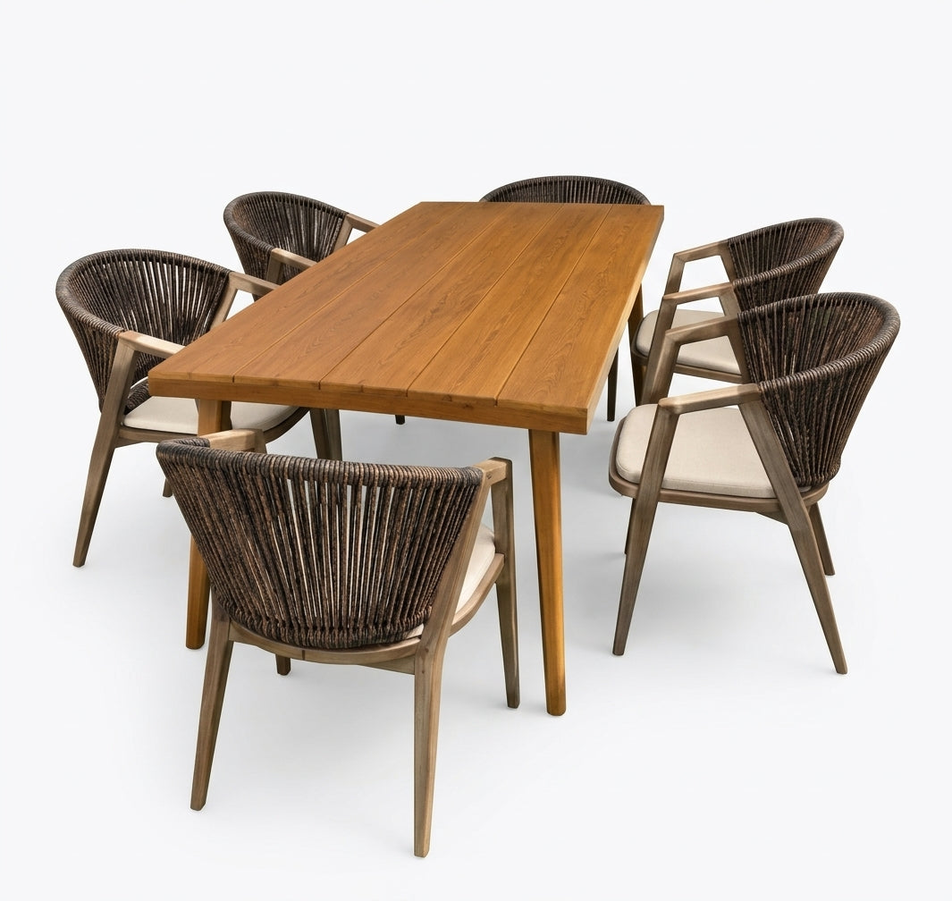 Casa Fiora 6-Seater Outdoor Dining Set – Aluminum Frame Chairs & WPC Top Dining Table