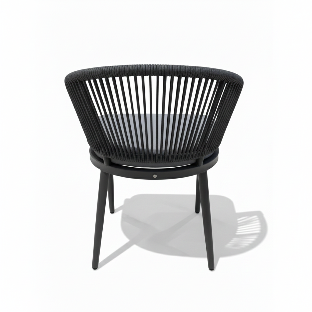 Casa Fiora Modern Rope Outdoor Dining Chair – Aluminum Frame &amp; Weather-Resistant Cushion