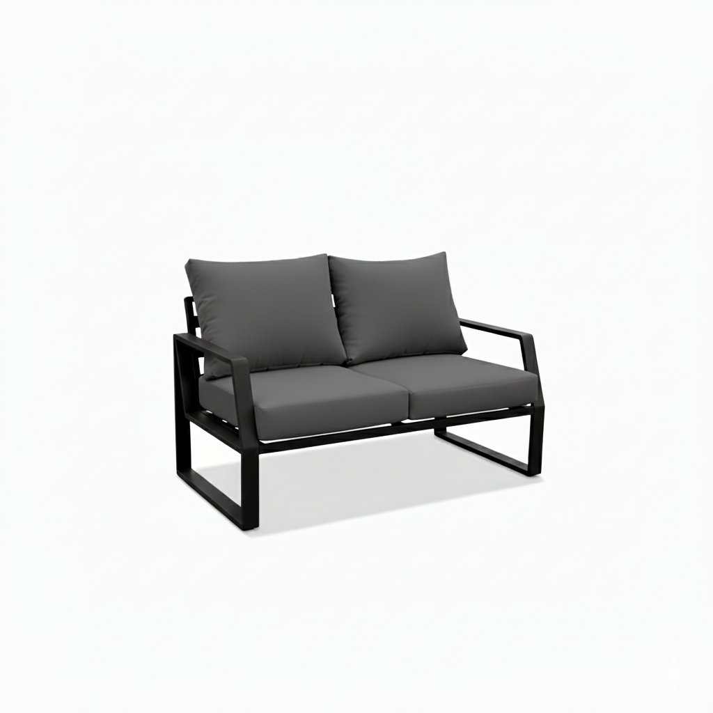 Casa Fiora Luxurious 7-Seater Outdoor Sofa Set with Aluminum Frame & Plush Cushions-Black