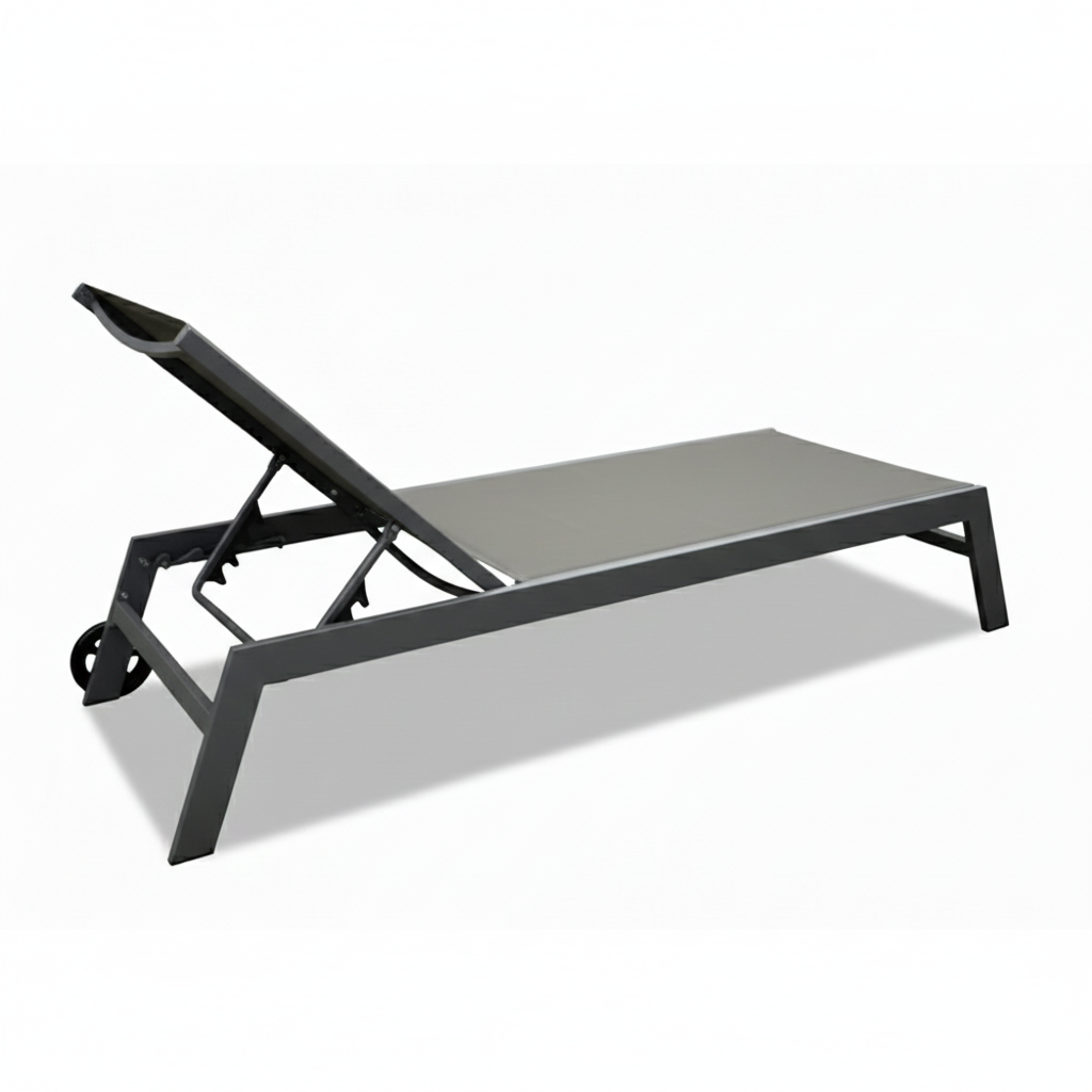 CasaFiora NoirLuxe™ Dark Grey Aluminum Sun Lounger