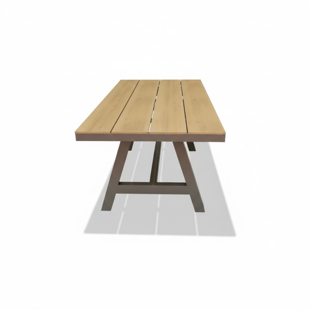 CasaFiora LuxeLine Aluminum & WPC 6-Seater Outdoor Dining Set with Plush Cushions