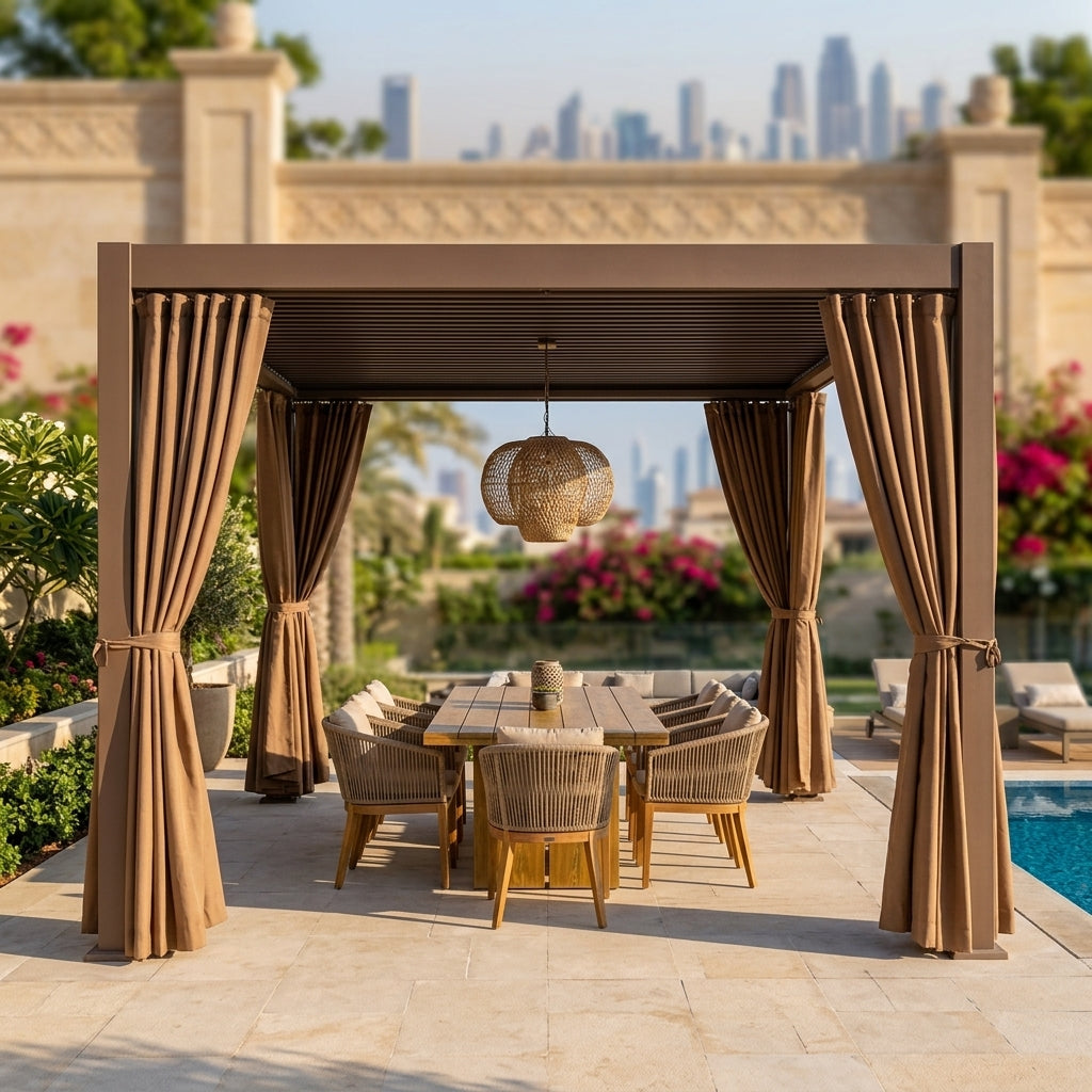 Casa Fiora Prestige 3x4M Aluminum Louver Pergola with Manual Roof(Beige Color)