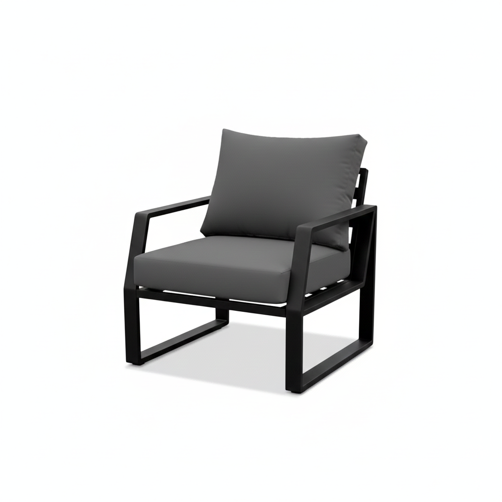 Casa Fiora Luxurious 7-Seater Outdoor Sofa Set with Aluminum Frame & Plush Cushions-Black