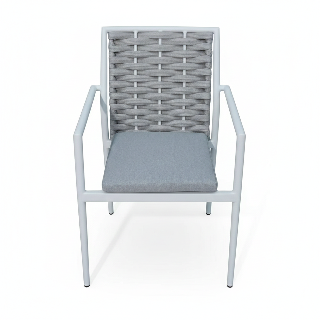 CasaFiora Modern Rope-Weave Aluminum Dining Chair