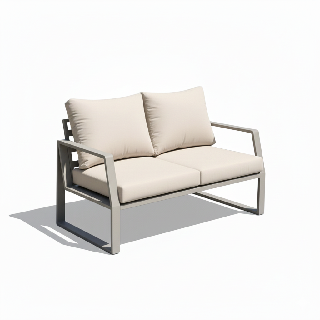Casa Fiora Outdoor Elegance – 7-Seater Aluminum Garden Sofa in Khaki