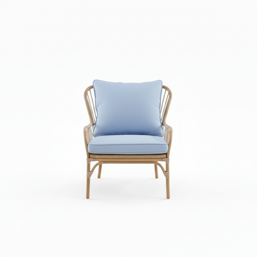 Casa Fiora 4 Seater Aluminium Wood Paint Lounge Set With Blue Cushion