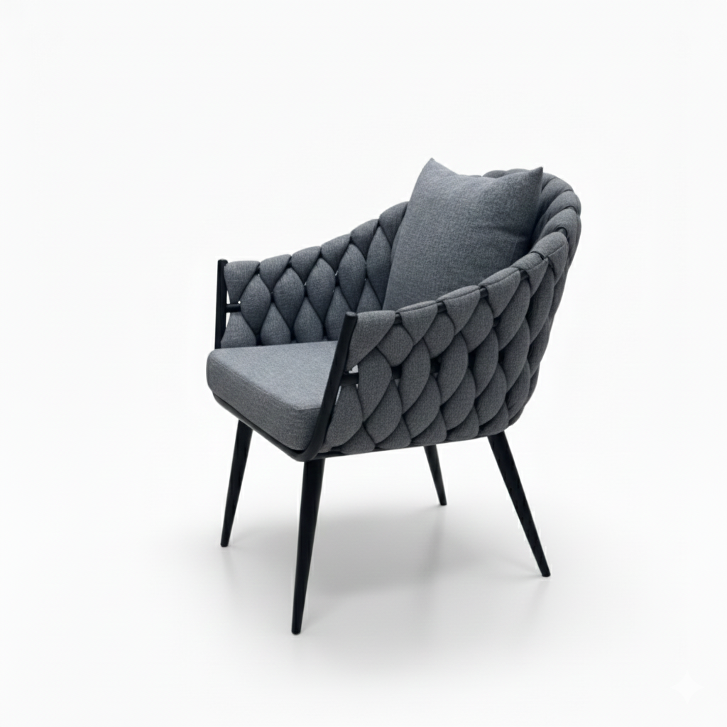 Casa Fiora Modern Grey Braided Armchair