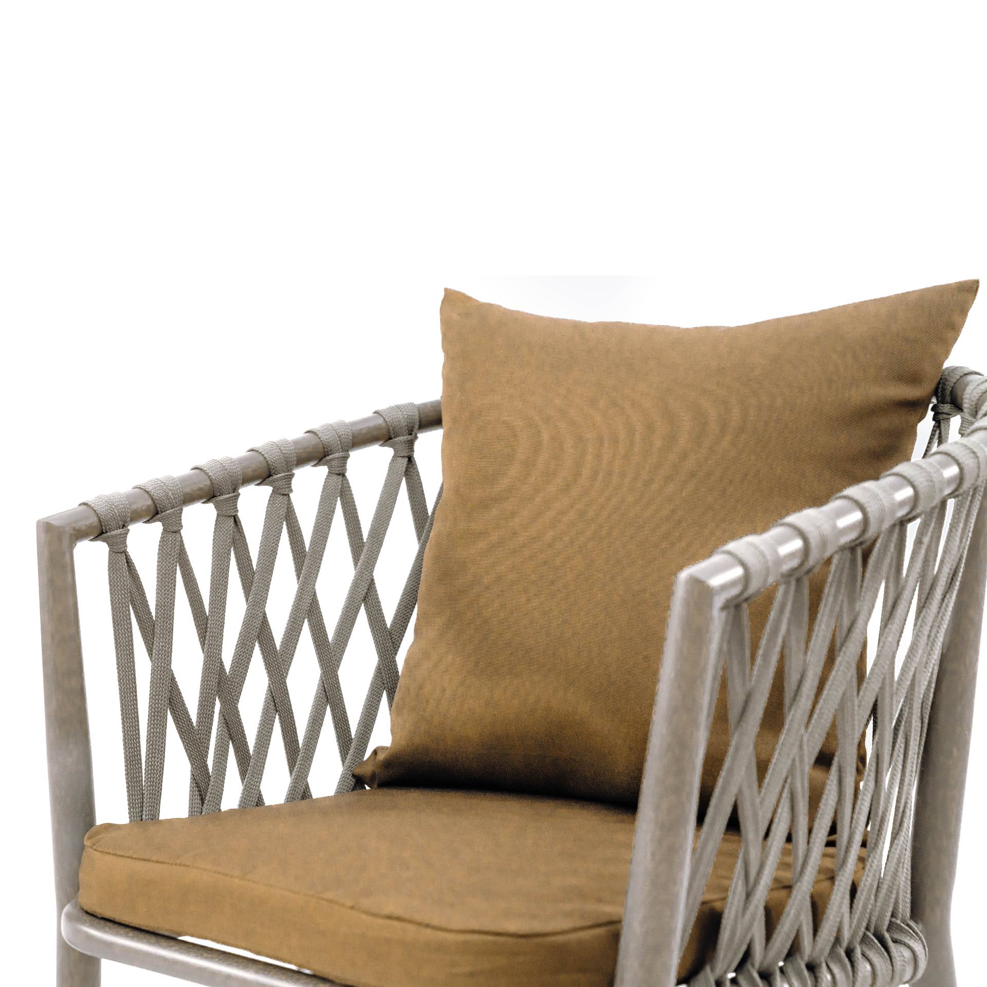 CasaFiora Comfort Aluminium Rope Patio Chair-Khaki