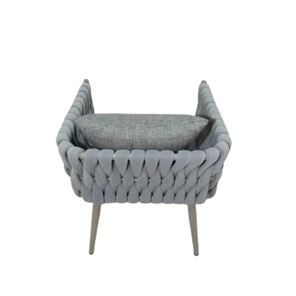 CasaFiora Premium Aluminum & Fabric Rope Garden Dining Chair – Grey