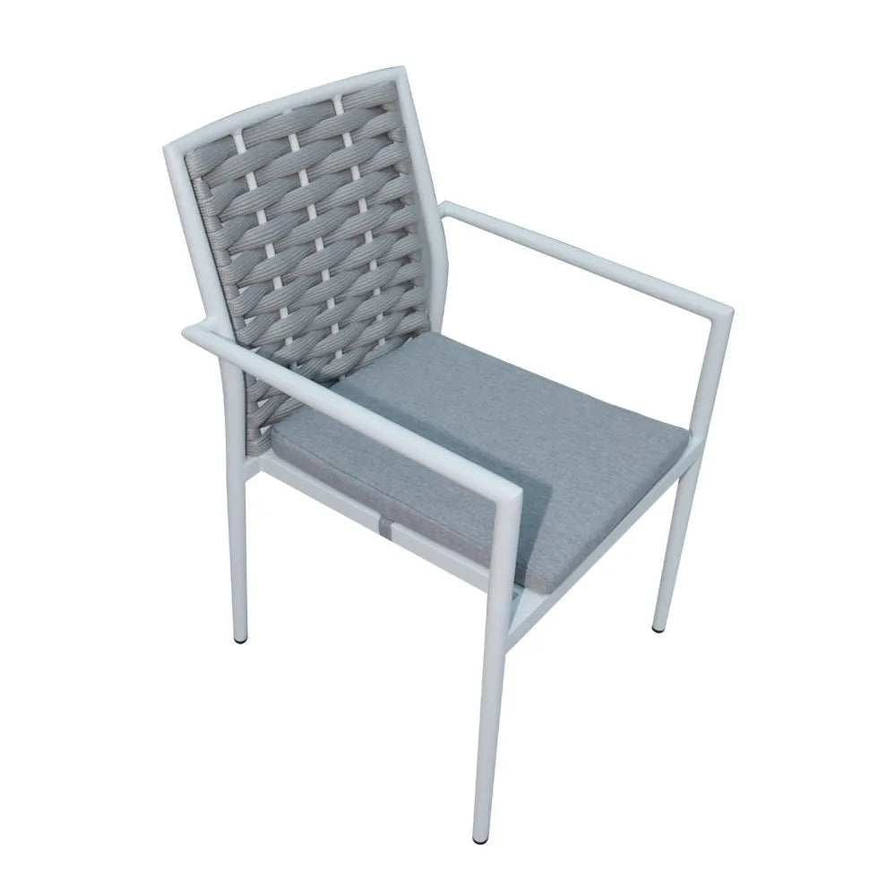 CasaFiora Modern Rope-Weave Aluminum Dining Chair