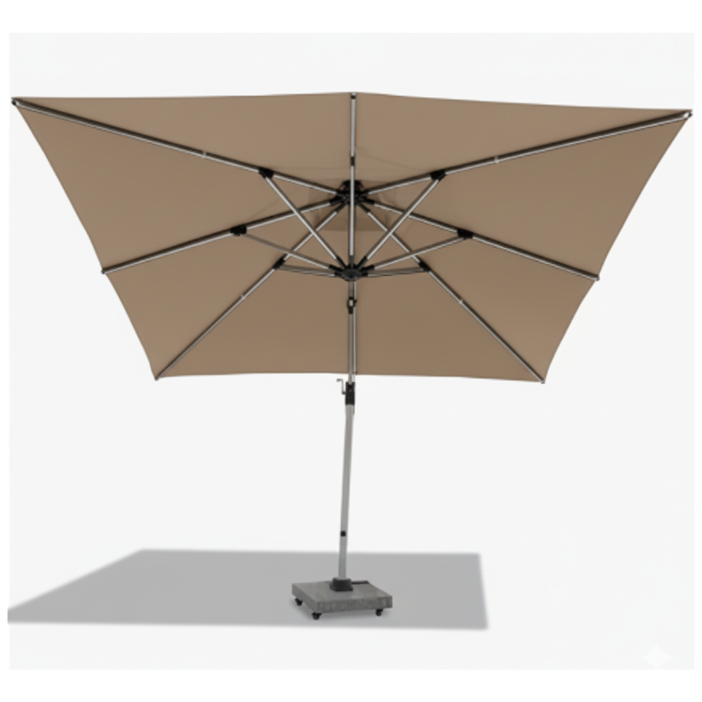 CasaFiora 3x3m Outdoor Cantilever Umbrella with 360° Rotation & Marble Wheel Base