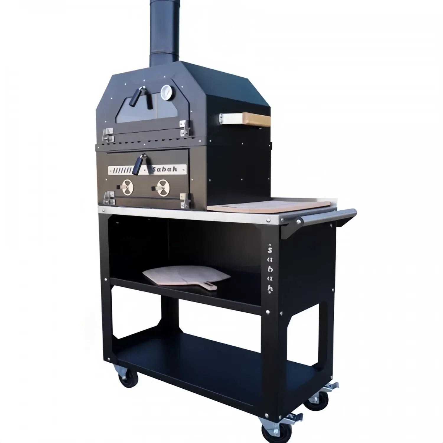 Kitchen Pizza Oven Charcoal BBQ Grill With 2 Storage Levels