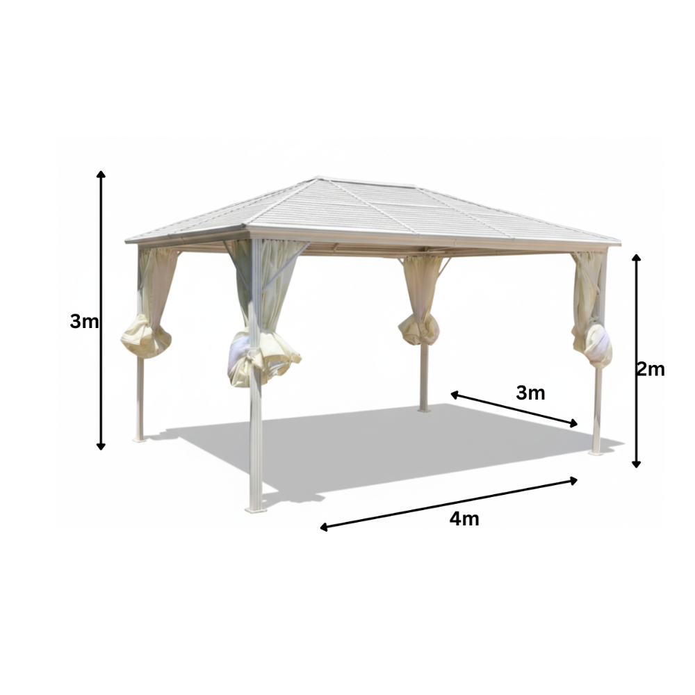 Rectangular Roof Shape Aluminum Gazebo(3x4m)-White