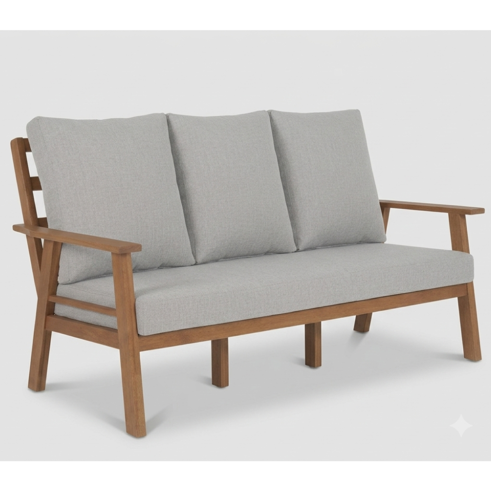 Casa Fiora Aluminum Outdoor Sofa Set with Cushions(Aluminum In Wooden Color )