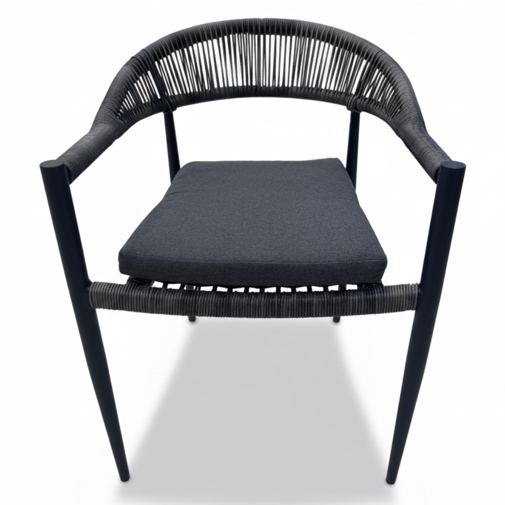 Casa Fiora Modern Outdoor Rope Dining Chair – Aluminum Frame &amp; Weather-Resistant Cushion