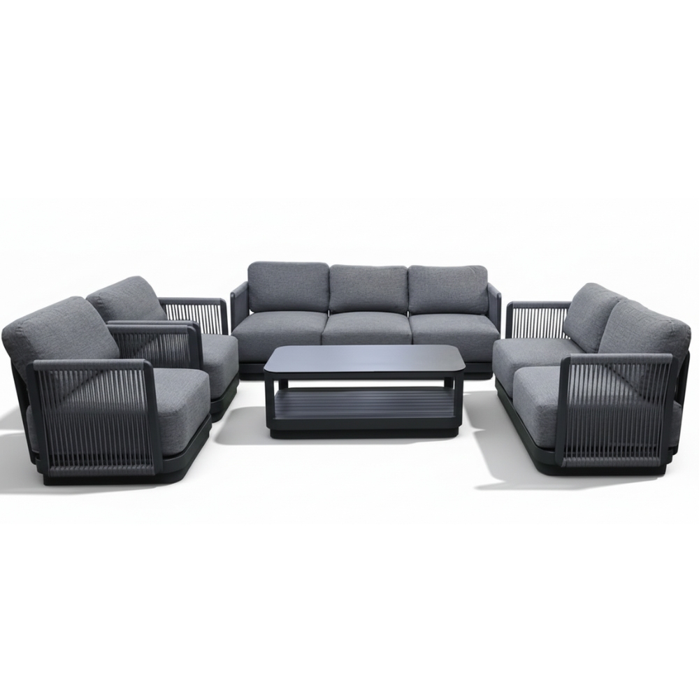 Casa Fiora Outdoor 7-Seater Aluminum Grey Color Rope Lounge Set