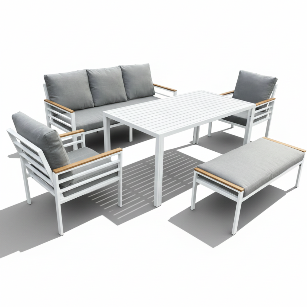 Casa Fiora Aluminium 7 Seater Sofa Set with Dining Table