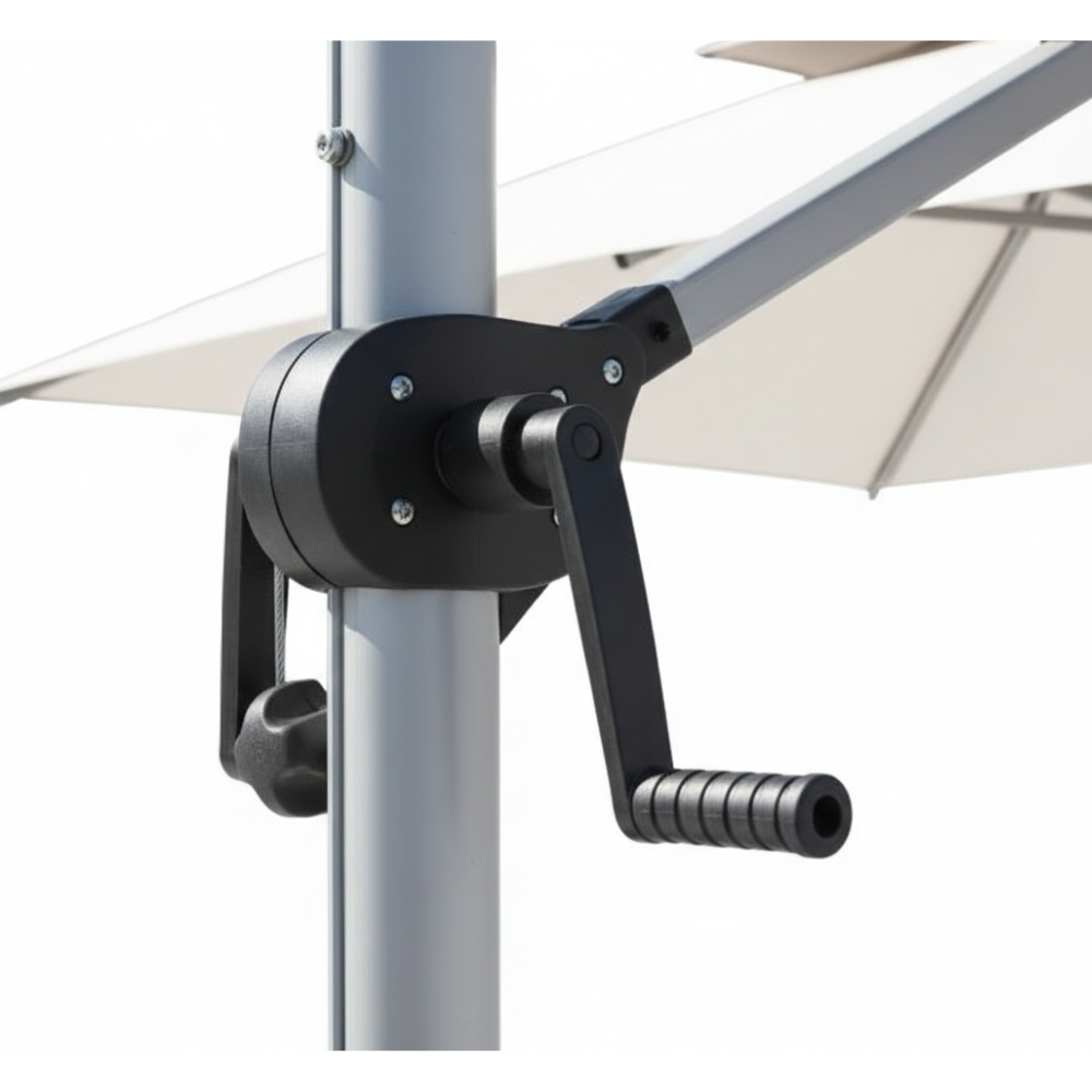 CasaFiora LumiShade 3×3m Cantilever Outdoor Umbrella with Solar LED Lights & Water Base-White