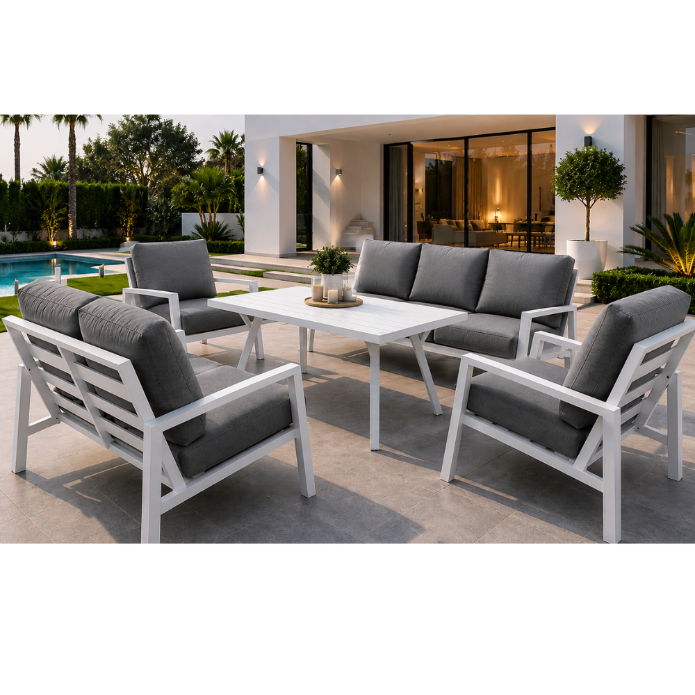 Casa Fiora Modern Aluminum Outdoor Lounge Set-7 Seaters