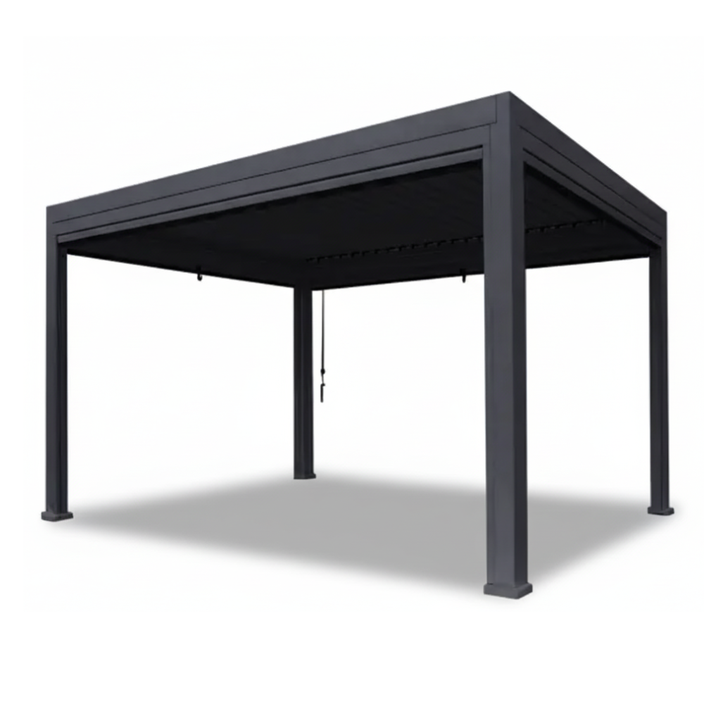 Casafiora Luxury 3x4m Pergola with Wind-Resistant Roller Blinds-Grey