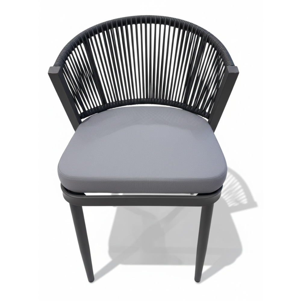 Casa Fiora Modern Rope Outdoor Dining Chair – Aluminum Frame &amp; Weather-Resistant Cushion