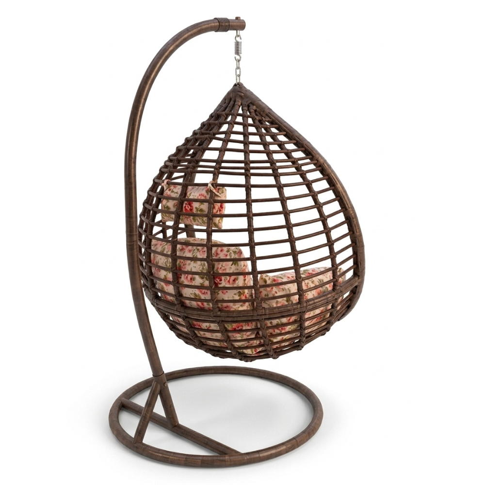 Casa Fiora Luxury Hanging Egg Chair with Floral Cushions