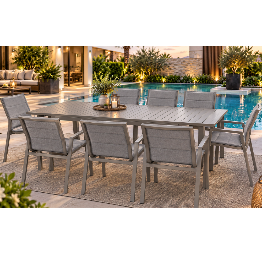 Casa Fiora Extendable Aluminum Outdoor Dining Set – 8 Seater