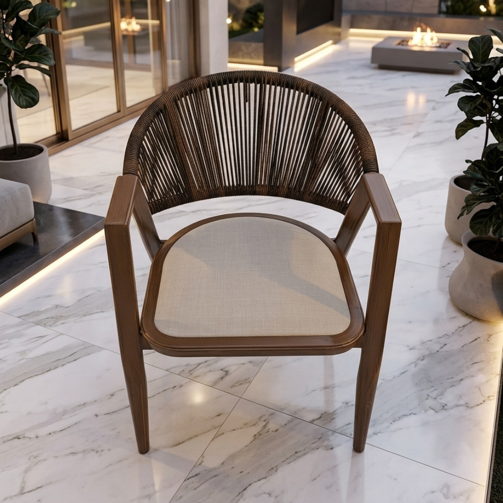 CasaFiora Outdoor Woven Rope Dining Chair with Aluminum Frame