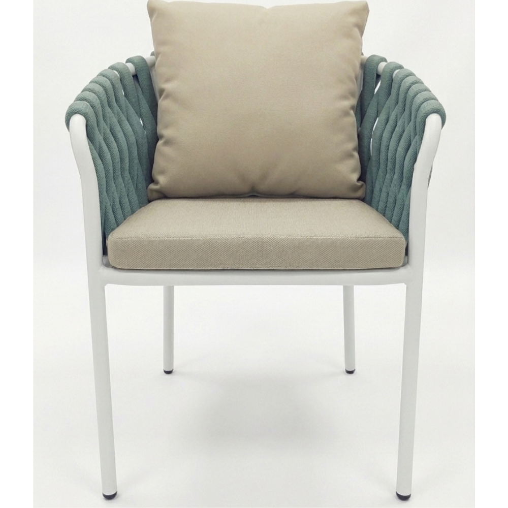 Casa Fiora Outdoor Dining Armchair – Modern Woven Rope & Weatherproof Aluminum
