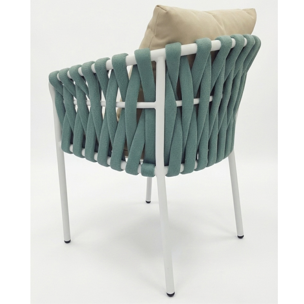 Casa Fiora Outdoor Dining Armchair – Modern Woven Rope & Weatherproof Aluminum