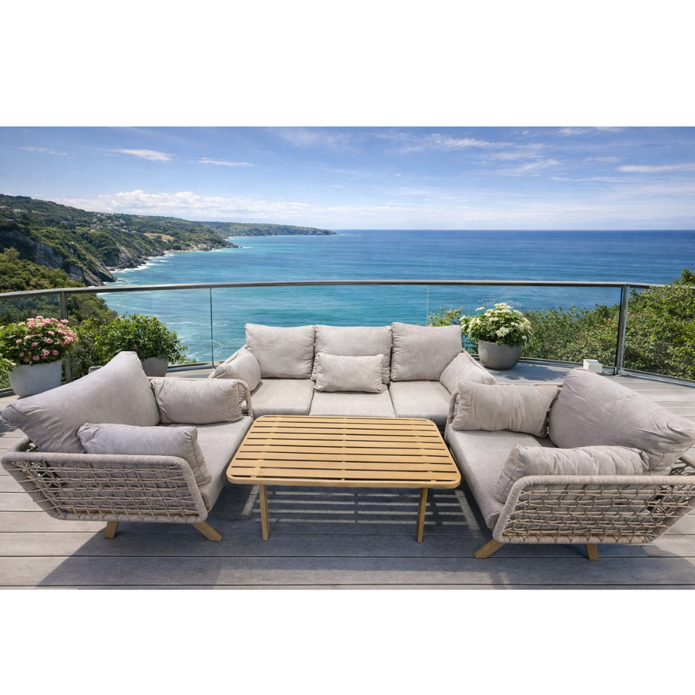 Casa Fiora Luxury Rope Outdoor Sofa Set with Coffee Table (Aluminum)