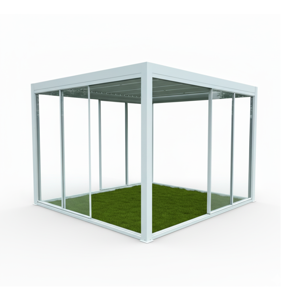 Pure Glass Pergola With Sliding Doors (3x3m)
