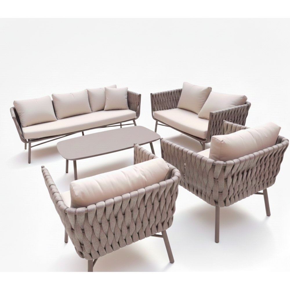 7-Seater Aura Outdoor Sofa Set with Table by Casa Fiora | 3+2+1+1 Seating