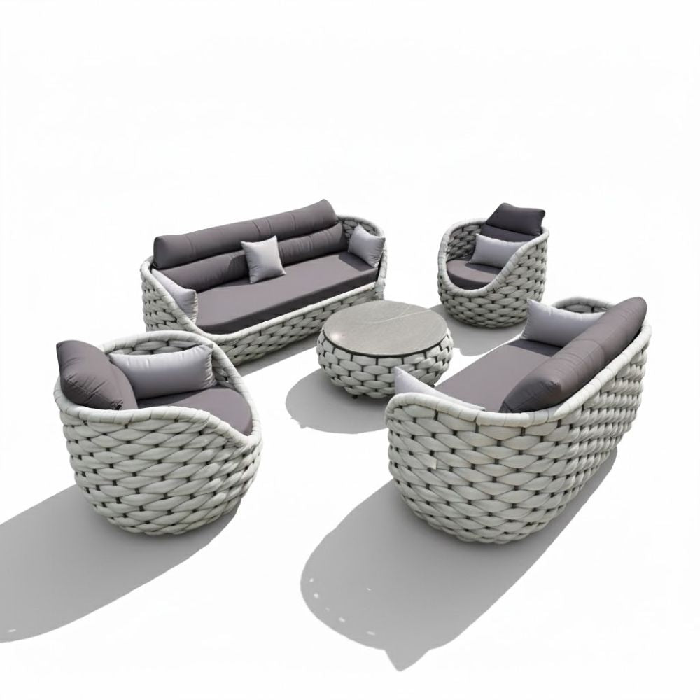 7-Seater Graden Outdoor Sofa Set with Table by Casa Fiora | 3+2+1+1 Seating