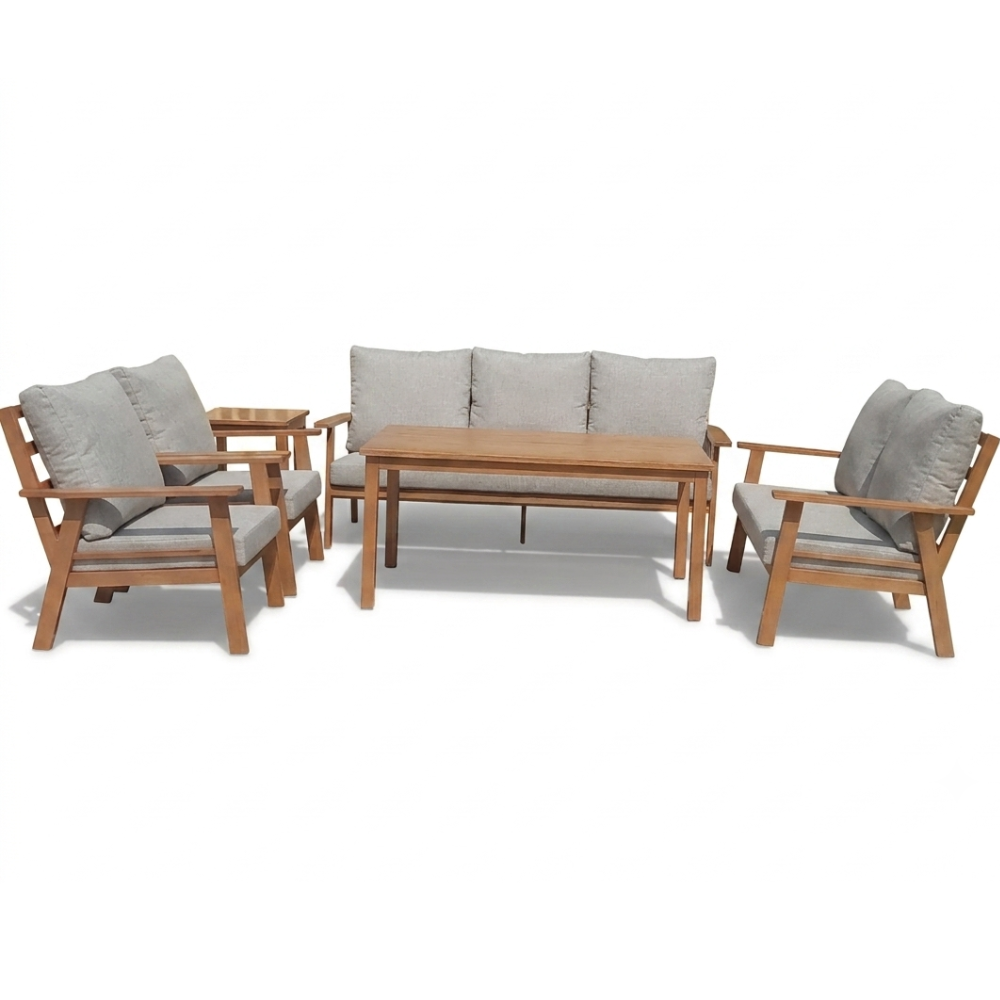 Casa Fiora Aluminum Outdoor Sofa Set with Cushions(Aluminum In Wooden Color )
