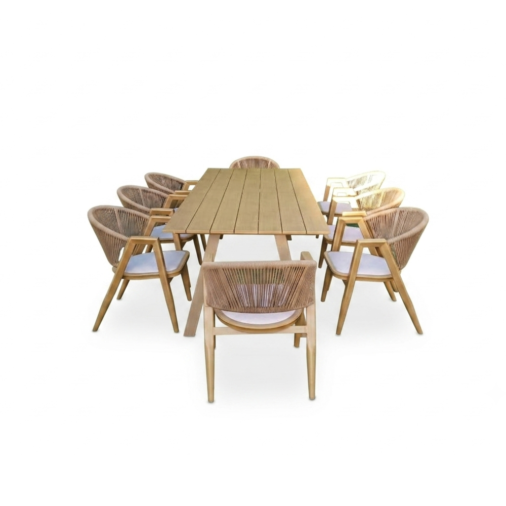 Casa Fiora Outdoor 8-Seater Dining Set (Aluminum In Wooden Shape)