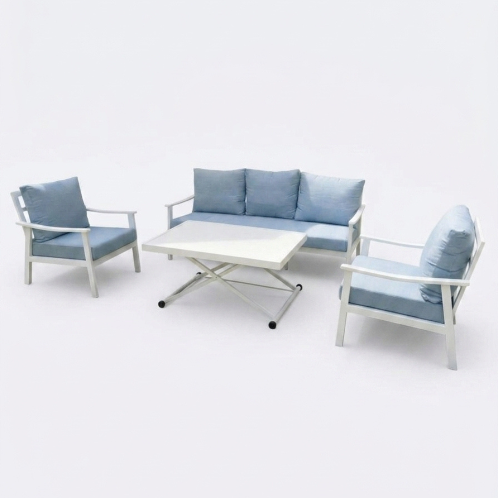 Casa Fiora Full Aluminum Outdoor Sofa Set with Adjustable Lift-Top Table