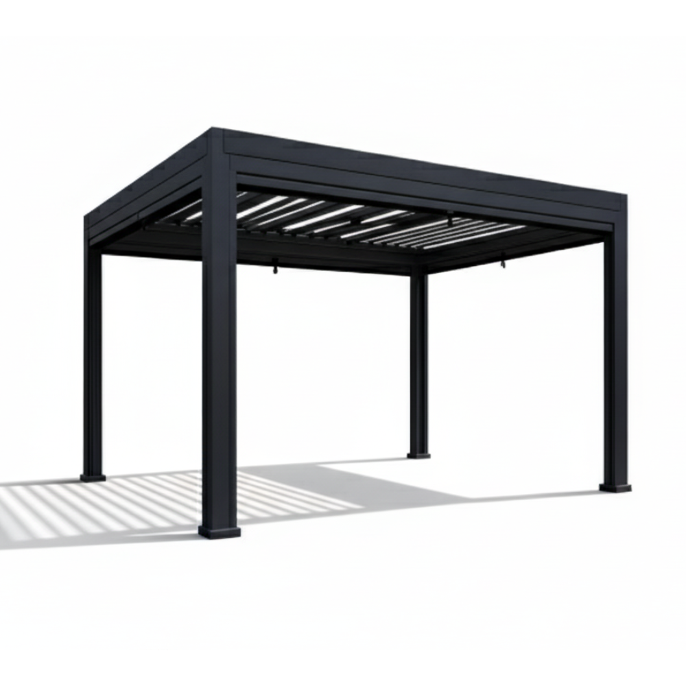 Casafiora Luxury 3x4m Pergola with Wind-Resistant Roller Blinds-Grey