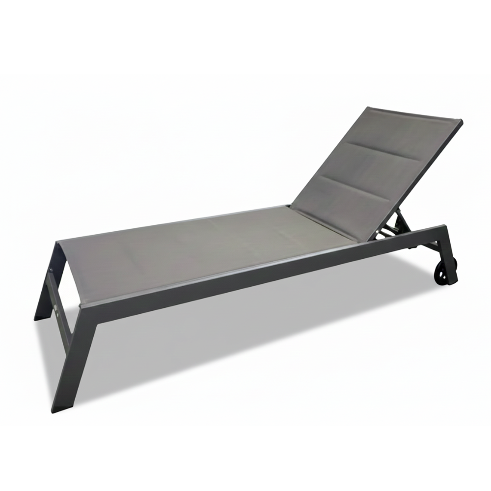 CasaFiora NoirLuxe™ Dark Grey Aluminum Sun Lounger