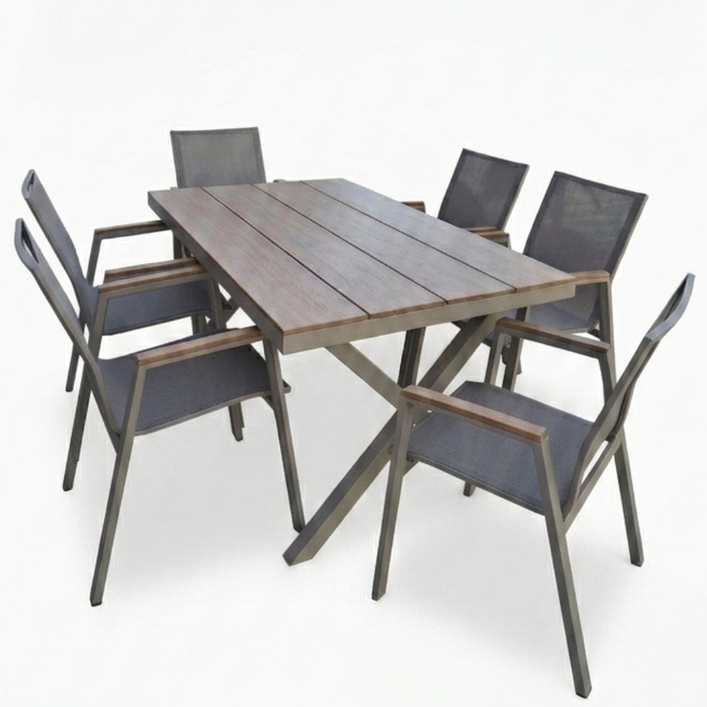 Casa Fiora Modern Aluminum & WPC Outdoor Dining Set(Table+6 Chairs)