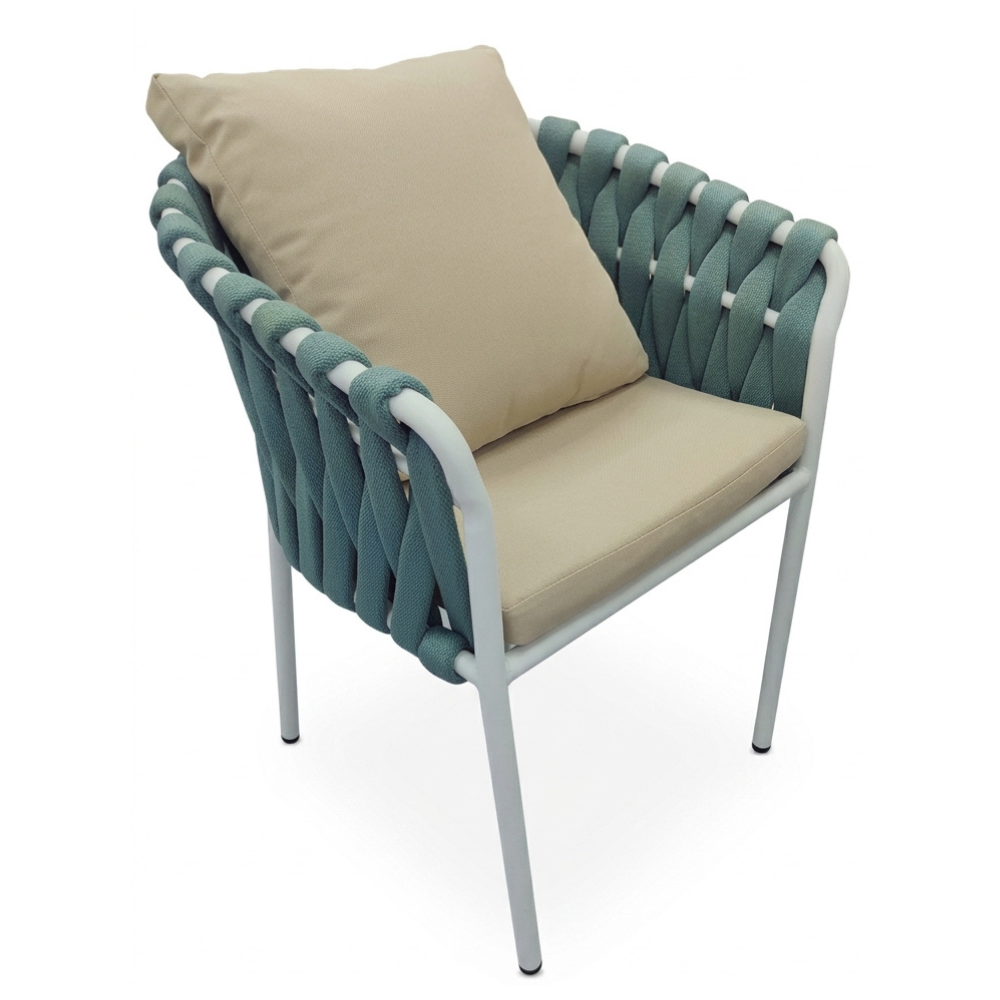 Casa Fiora Outdoor Dining Armchair – Modern Woven Rope & Weatherproof Aluminum