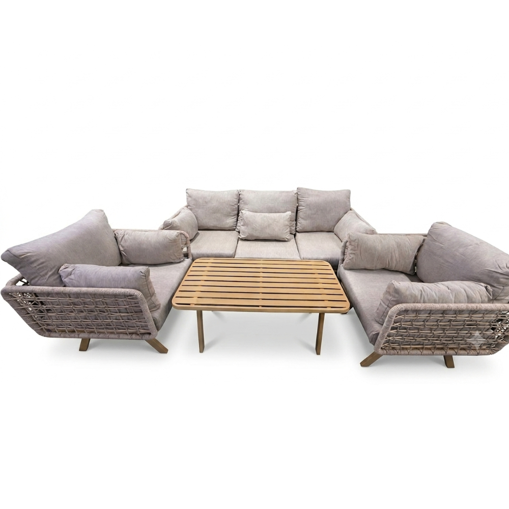 Casa Fiora Luxury Rope Outdoor Sofa Set with Coffee Table (Aluminum)