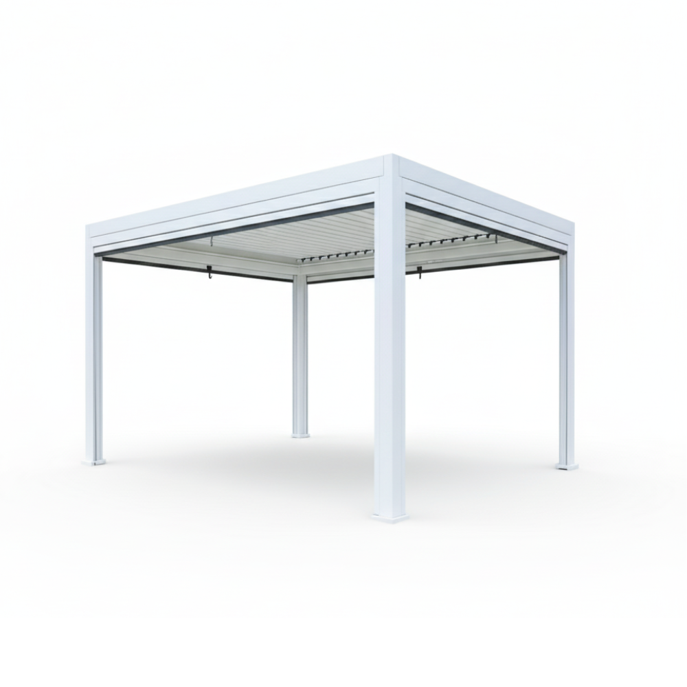 CasaFiora Luxury 3x4m Pergola with Wind-Resistant Roller Blinds-White