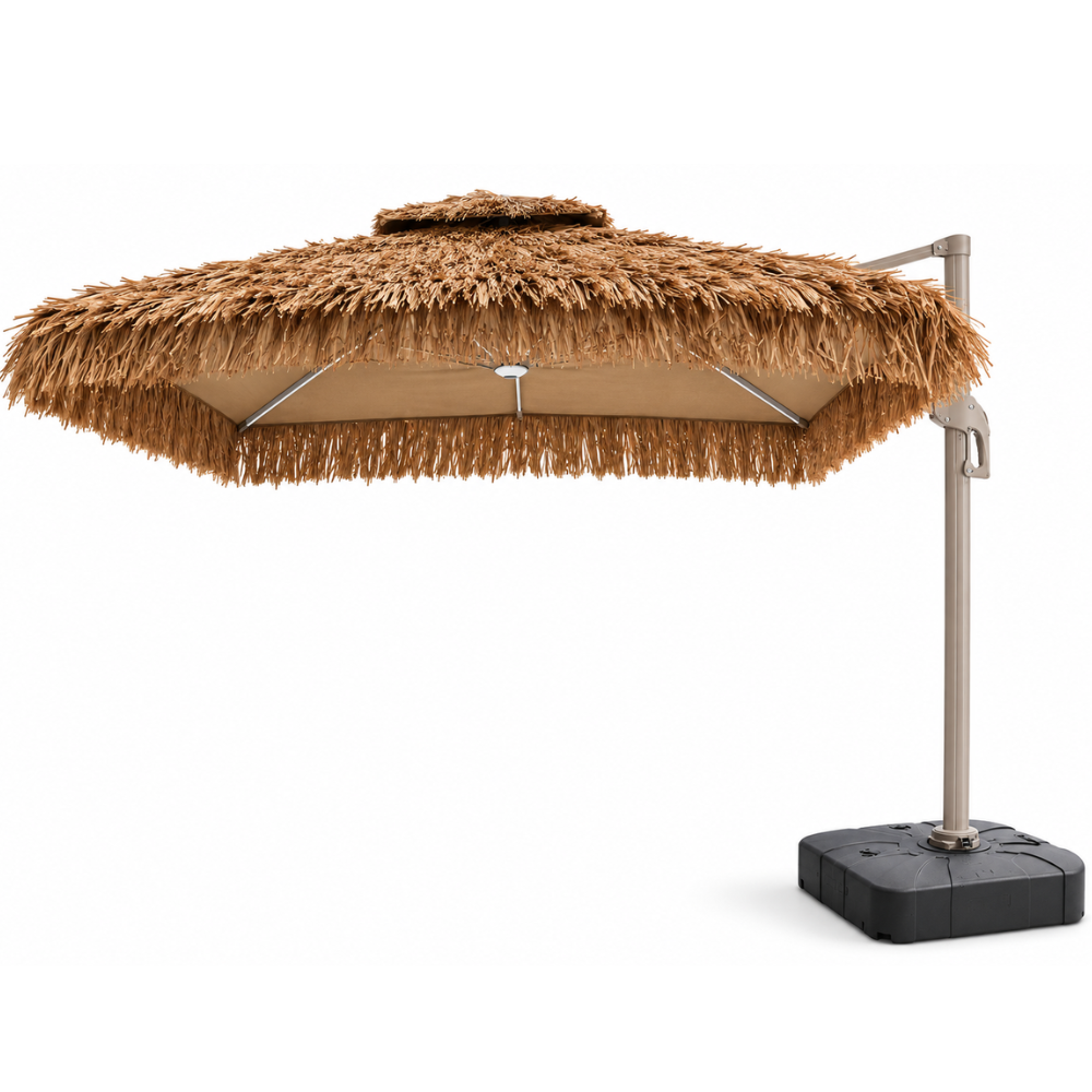 Casa Fiora 2.5x2.5M Solar LED Cantilever Garden Umbrella with 130L Water Base