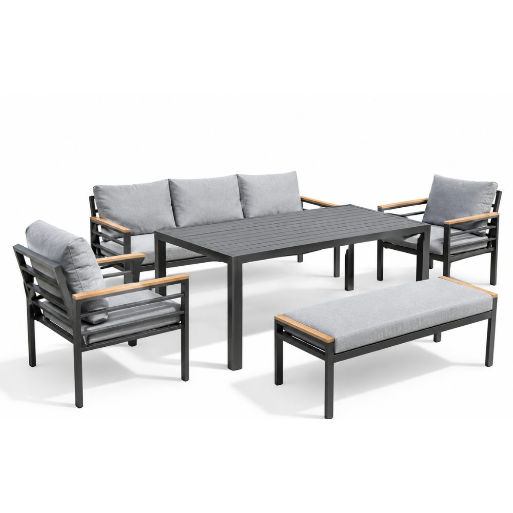 Casa Fiora Modern 7-Seater Outdoor Sofa Set – Luxury Aluminum Garden Furniture