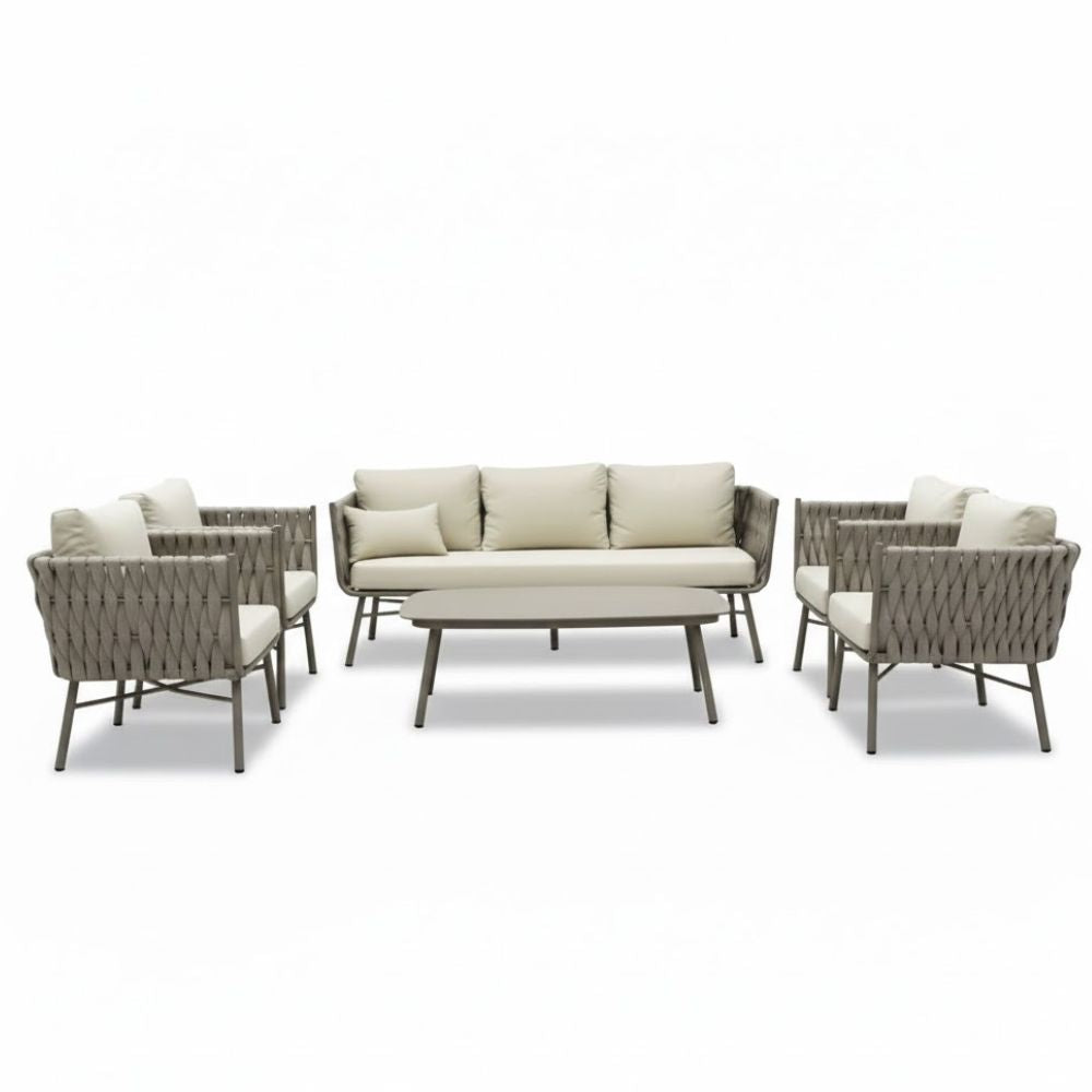 7-Seater Aura Outdoor Sofa Set with Table by Casa Fiora | 3+2+1+1 Seating